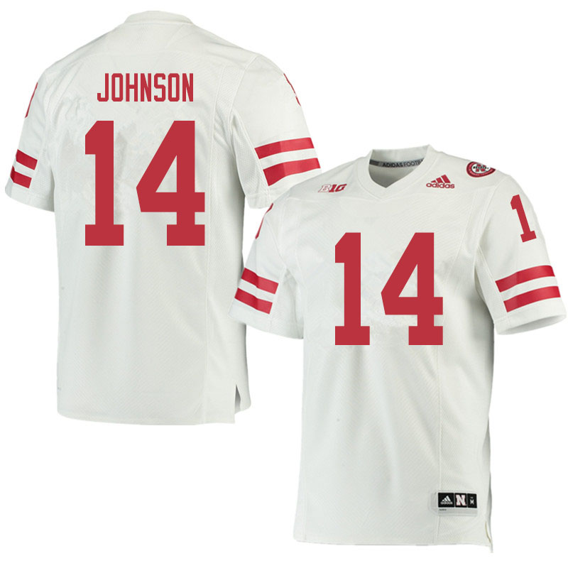 Men #14 Rahmir Johnson Nebraska Cornhuskers College Football Jerseys Sale-White